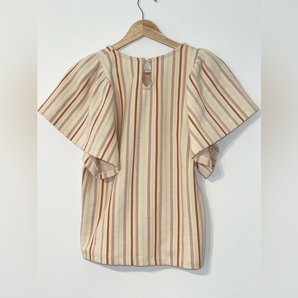 Madewell Flutter Sleeve Textured Stripped Top - image 3